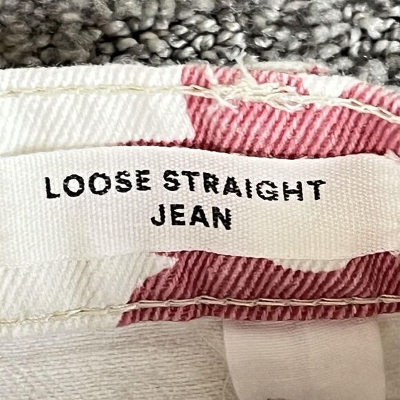 Cotton On Jeans Womens 2 White Pink Daisy Floral Loose Straight High Rise Denim - Picture 8 of 12